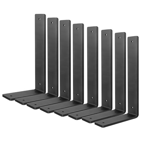 Heavy Duty Shelf Brackets 8 Inch (8 Pack), Rustic L Floating Shelf Brackets, Wall Shelf Bracket for DIY Decorative with Mounting Hardware