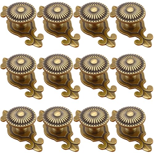 Brass Cabinet Knobs, [12 Pack] Vintage Retro Mushroom Drawer Knobs with Backplate, Dresser Pull Handles for Kitchen/Cupboard/Wardrobe/Cabinet (Gold, 12 Pieces)