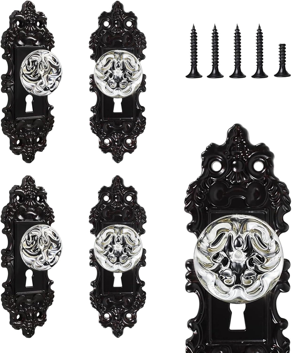 Vintage Dummy Door Knob Interior Crystal Glass Door Knobs 4 Drawer Dresser Handles Antique Black by CEYMIO