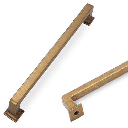 COTYKILEY 6 Pack 7.5 Inch(192mm) Antique Brass Kitchen Cabinet Handles and Pulls - Vintage Drawer Handles in Aged Gold Bronze Finish