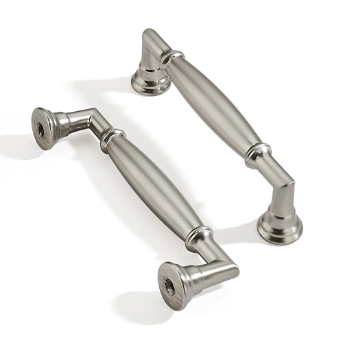 10 Pack 3-3/4 Inch Hole Center Brushed Satin Nickel Cabinet pulls Solid Heavy Duty Cabinet Pull Cabinet Handles Kitchen Cabinet Hardware Vanity Handles Bathroom Cabinet pulls