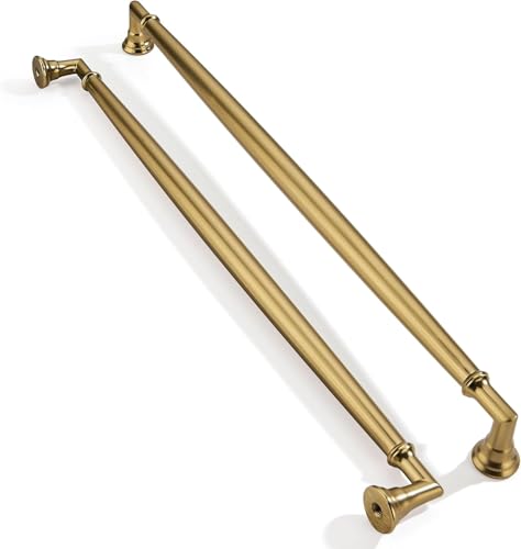 5 Pack 12 Inch Hole Center Brushed Brass Cabinet pulls Solid Satin Brass Heavy Duty Cabinet Pull Cabinet Handles Kitchen Cabinet Hardware Vanity Handles Bathroom Cabinet pulls