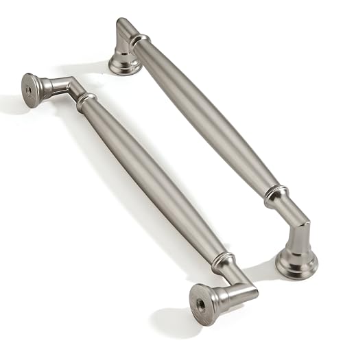 10 Pack 6 Inch Hole Center Brushed Satin Nickel Cabinet pulls Solid Heavy Duty Cabinet Pull Cabinet Handles Kitchen Cabinet Hardware Vanity Handles Bathroom Cabinet pulls