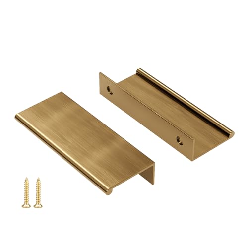 Peaha 30 Pack Kitchen Cabinet Handles 3 inch Champagne Bronze Pulls for Dresser Drawers Door Edge Finger Pull Hardware
