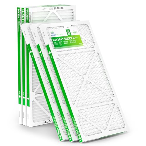 14x30x1 Air Filter 6 Pack, Durable MERV 8 Pleated Home HVAC AC Furnace Filters, Lightweight Compact Air Conditioner Filter Replacement