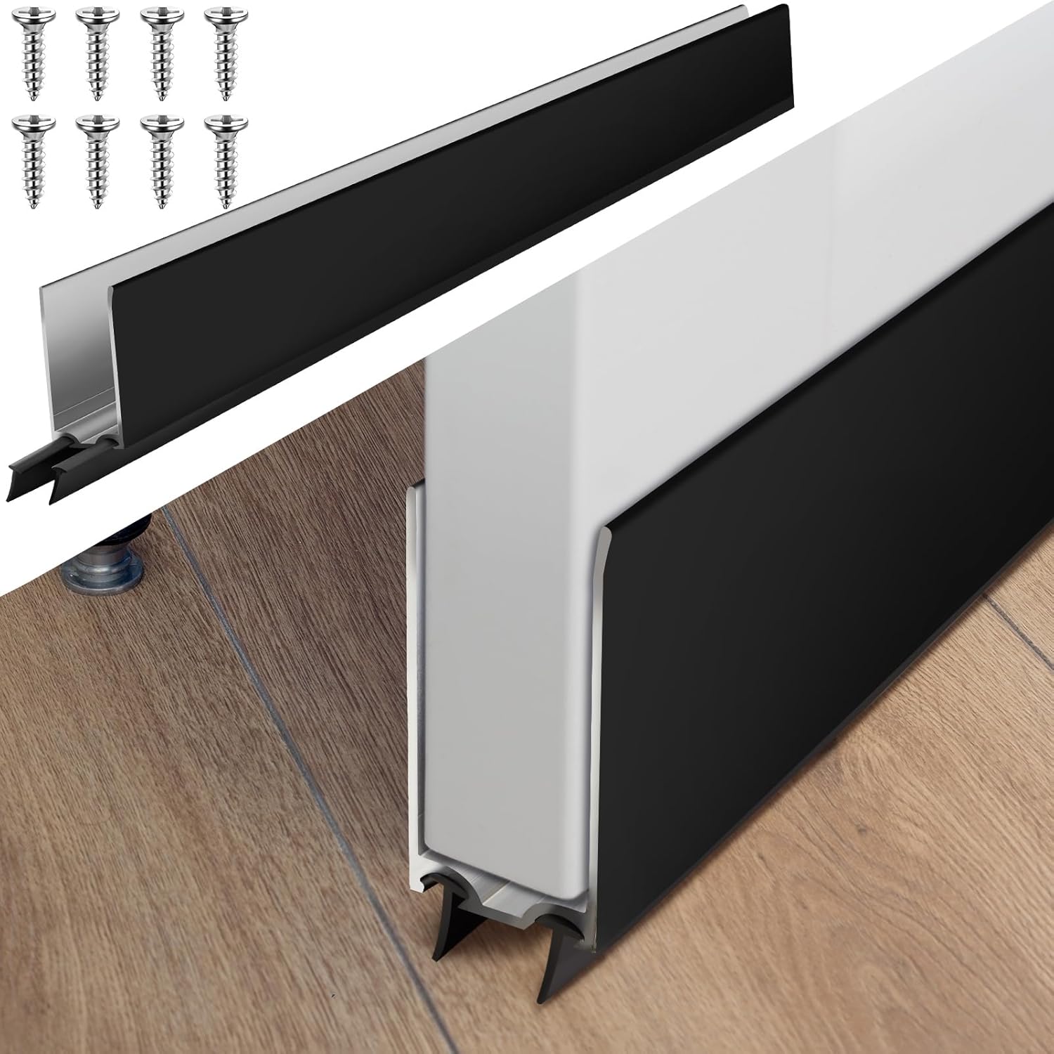 1 Pack 1" x 36" Storm Door Sweep Replacement Bottom Sweep Aluminum Expander for Security Storm Door Weatherstripping (Black)