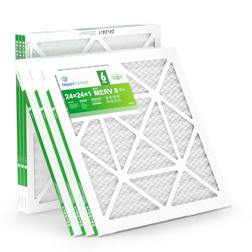 24x24x1 Air Filter 6 Pack, Durable MERV 8 Pleated Home HVAC AC Furnace Filters, Lightweight Compact Air Conditioner Filter Replacement