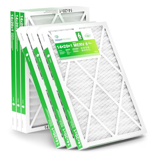 14x20x1 Air Filter 6 Pack, Durable MERV 8 Pleated Home HVAC AC Furnace Filters, Lightweight Compact Air Conditioner Filter Replacement