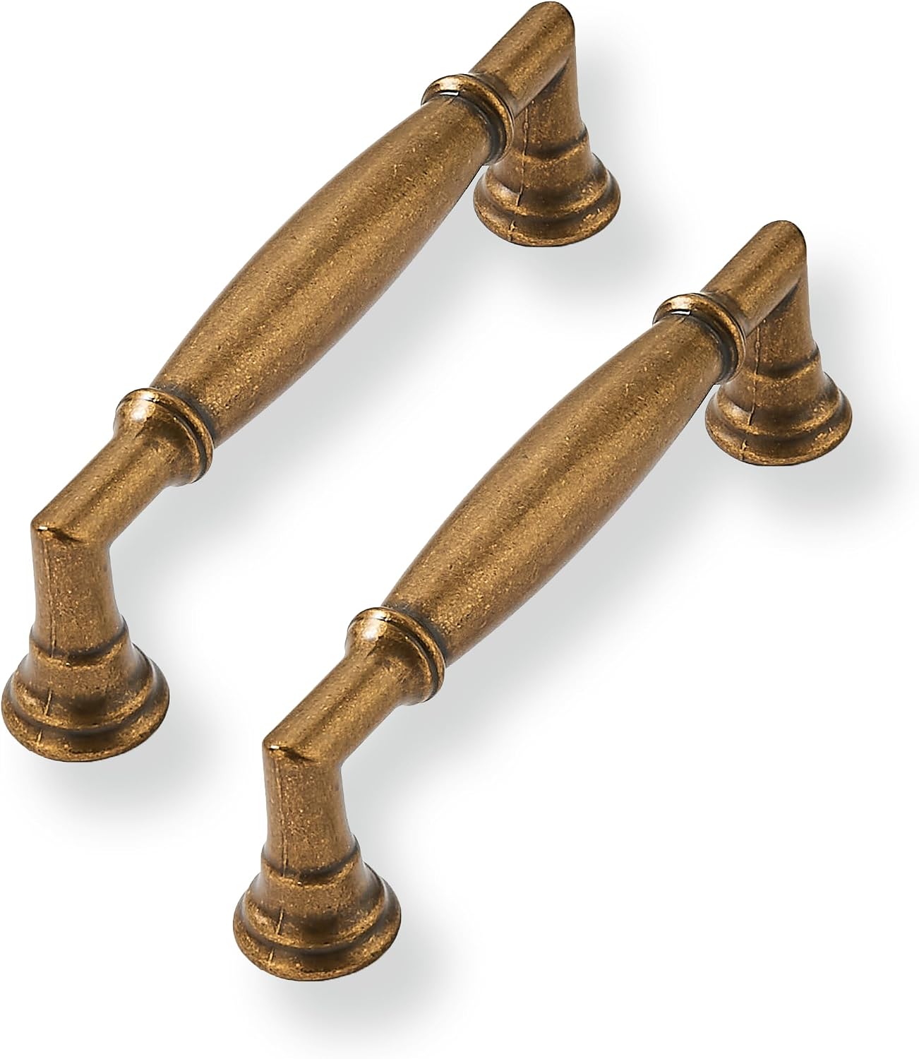 10 Pack 4 Inch(101.6mm) Hole Center Solid Antique Brass Cabinet Pulls Heavy Duty Vintage Brass Round Cabinet Pulls Kitchen Cabinet Hardware for Cupboard Drawer Handles Dresser Pulls