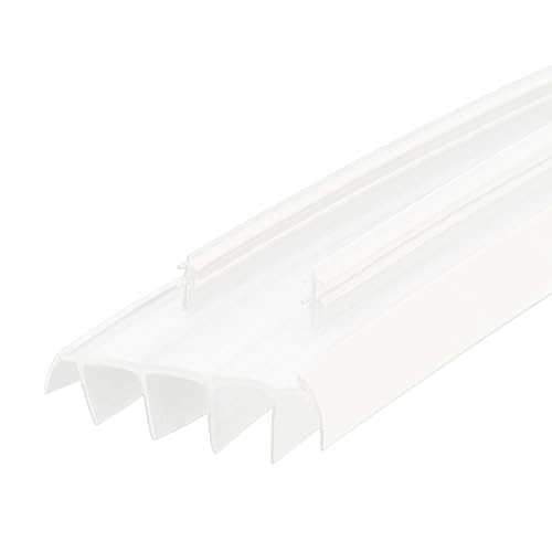 PVC Slide in Kerf Style Door Bottom with Weatherstripping Fins, 1 3/4" Wide (White, 48")