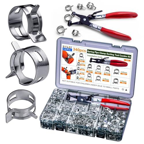 AskWay 340PCS Spring Pipe Clamps (kit)