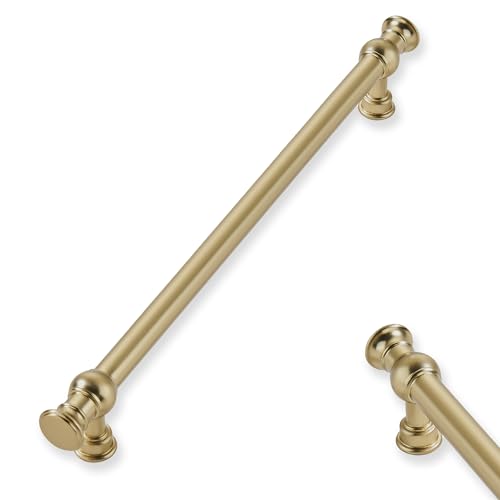 10-Pack 6inch(152mm) Hole Center Brushed Brass Cabinet Pulls Solid Heavy Duty Kitchen Cabinet Hardware for Cupboard Drawer Pulls Cabinet Handle