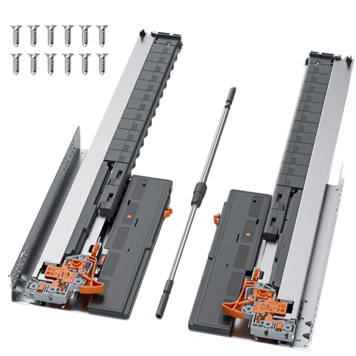 SIGOE Push to Open & Soft Close Undermount Drawer Slide 18 Inch Full Extension Drawer Slide Concealed 100 lb Load Capacity 1 Pair (Push to Open & Soft Close Drawer Slides, 18 Inch)