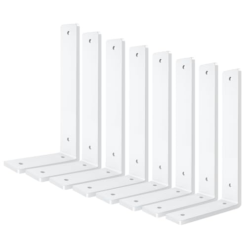 White Heavy Duty Shelf Brackets 8 Inch (8 Pack)