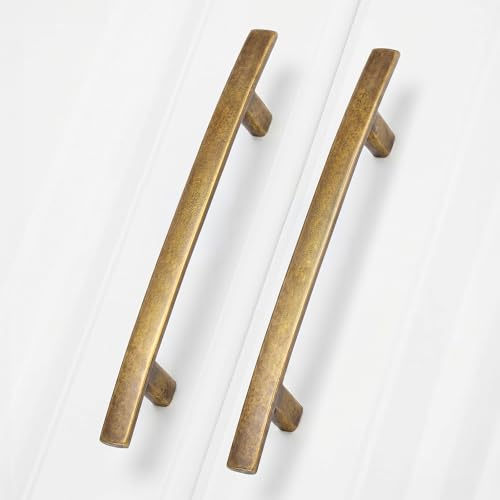 homdiy 20 Pack Retro Brass Cabinet Handles Antique Cabinet Pulls Classic Vintage Kitchen Handles Zinc Alloy 5 Inch Hole Centers Drawer Pulls for Kitchen Bathroom