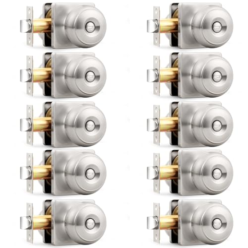 Probrico Brushed Nickel Square Door Knob (10 Pack)