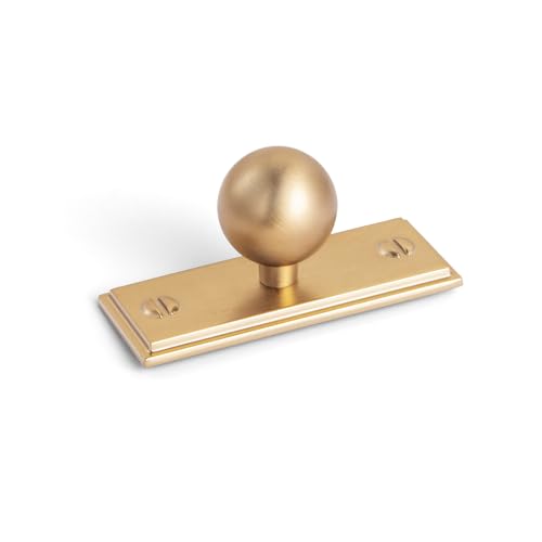 Goo-Ki 1.0''(24mm) Dia Champagne Bronze Cabinet Knob with Backplate, Modern Zinc Alloy Drawer Knobs,6 Packed