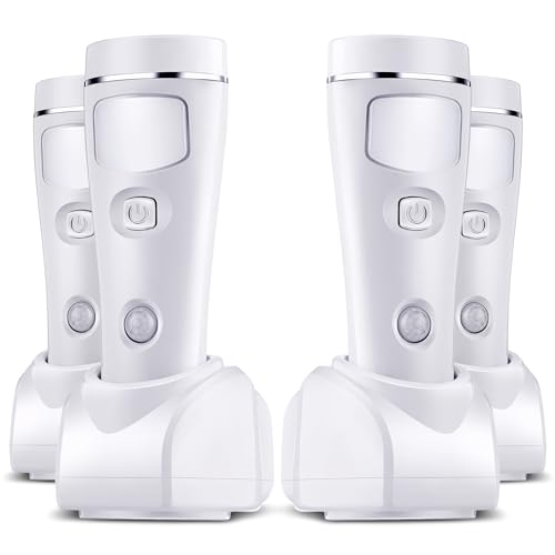Enhon 4 in 1 LED Emergency Lights for Home Power Failure, 4 Pack Rechargeable Plug in Flashlight Motion Sensor Night Light, Automatic Turn On Power Outage Light for Home Hurricane Supplies(White)