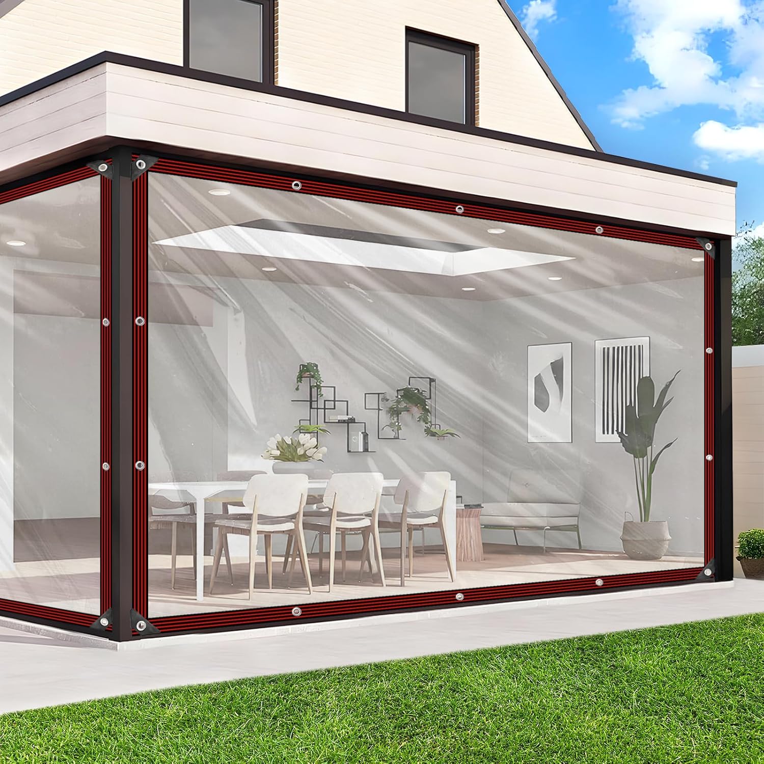 Clear Tarp - Heavy Duty Waterproof 8x20ft Clear Plastic Tarp with Grommets Transparent Vinyl Tarps Outdoor Garden Rainproof Tarpaulin for Greenhouse Plant Patio Roofs Porch Chicken Coop