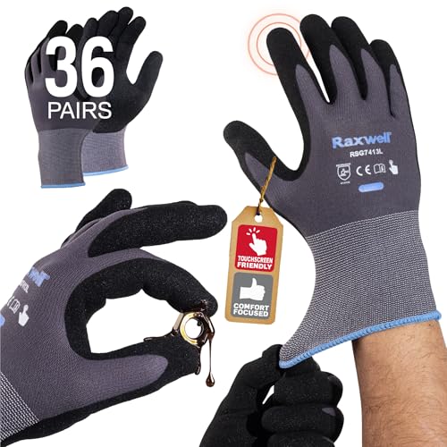 MicroFoam Nitrile Coated Unisex Work Gloves, Abrasion-Resistant, Seamless Knit for Gardening, Mechanics, and Construction.