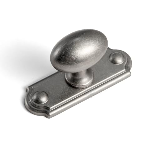 Goo-Ki Antique Silver Cabinet Knob w/ Backplate