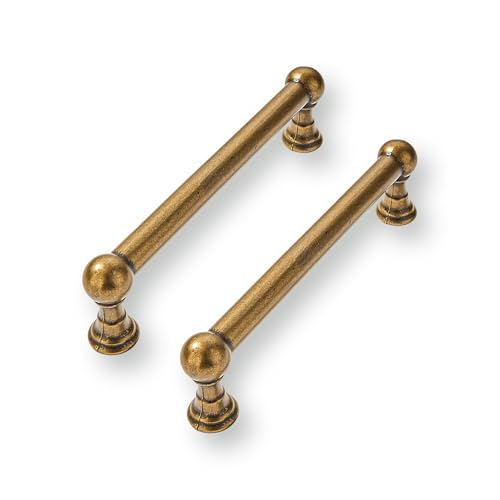 4 Inch 10 Pack Solid Kitchen Cabinet Handles Heavy Duty Cabinet Pulls Drawer Pulls Cabinet Hardware Kitchen Handles for Cabinets Antique Brass Cupboard Handles