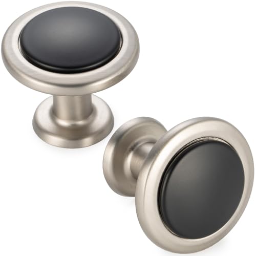 KOOFIZO 30 Pack Black and Nickel Cabinet Knobs