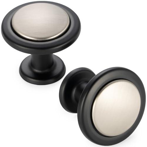 KOOFIZO Nickel & Black Round Knobs