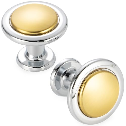 KOOFIZO 30 Pack Gold and Chrome Kitchen Cabinet Knobs