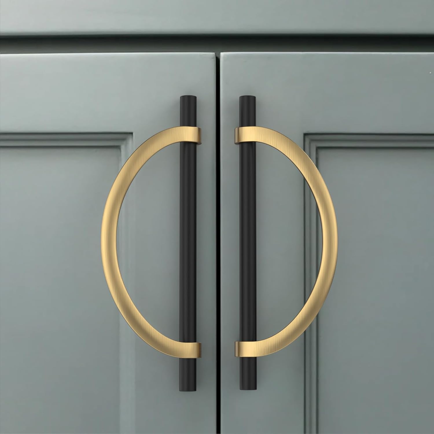 Amerdeco 10 Pack Black Champagne Bronze Cabinet Pulls 6.25 Inch(160MM) Hole Centers Kitchen Cabinet Handles Hardware Kitchen Handles for Cabinets Cupboard Handles Drawer Pulls ZH0027