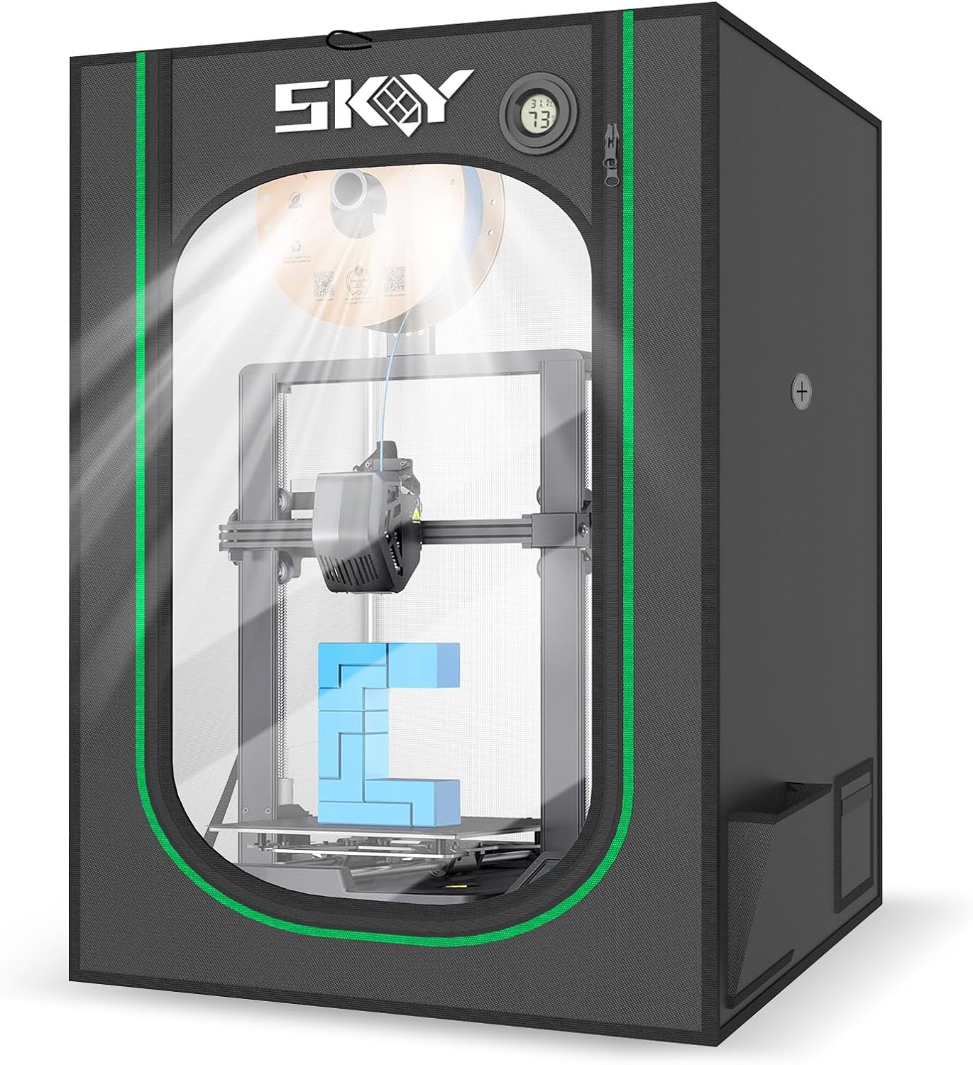 New Upgrade 3D Printer Enclosure with LED Lighting,Thermo-Hygrometer, Dustproof Constant Temperature Protective Cover for Ender3V2/Ender3S1/Ender3Max/Ender5Pro/5S1 21.65 * 25.59 * 29.52-Middle