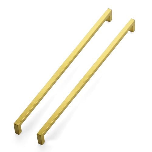 JOY DECOR 6 Pack Cabinet Handles, Gold Cabinet Pulls, 18 Inch Kitchen Closet Handles Square Drawer Pulls Stainless Steel Drawer Hardware, 458mm Hole Centers