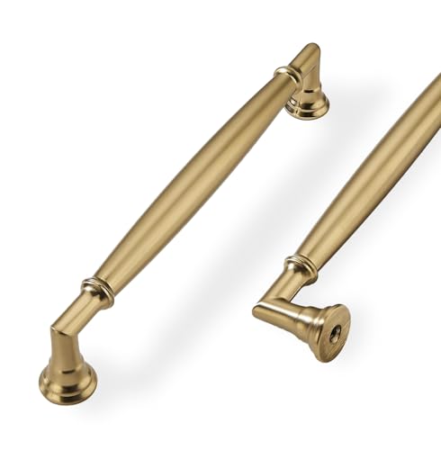 khtumeware 10 Pack 6-5/16 Inch(160mm) Brushed Brass Cabinet Pulls Heavy Duty Solid Warm Gold Cabinet Handles Kitchen Cabinet Hardware for Cupboard Drawer Handles