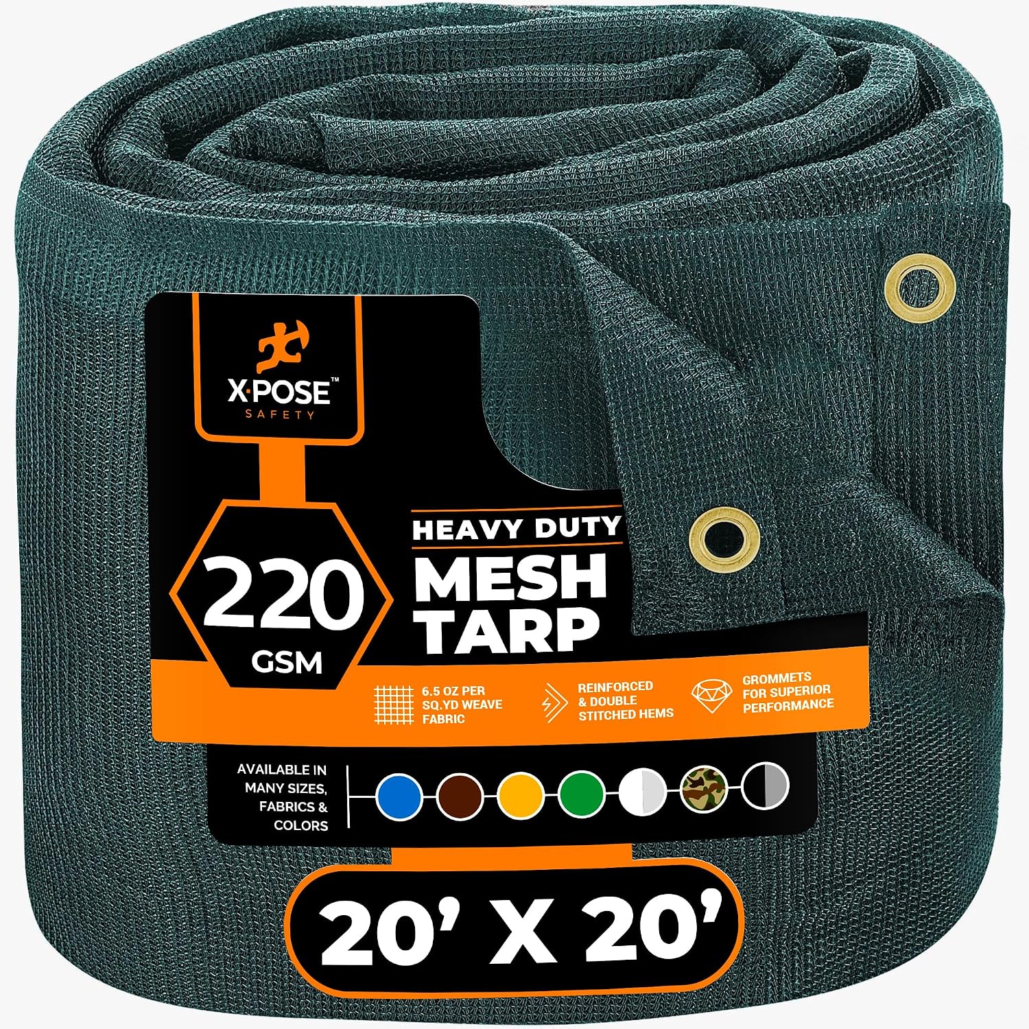 Xpose Safety Heavy Duty Green Mesh Tarp 20' x 20'