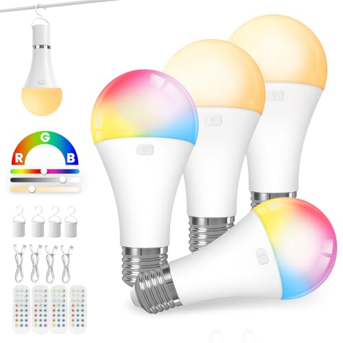 KINDEEP Rechargeable E26 Bulbs (4 Pack)