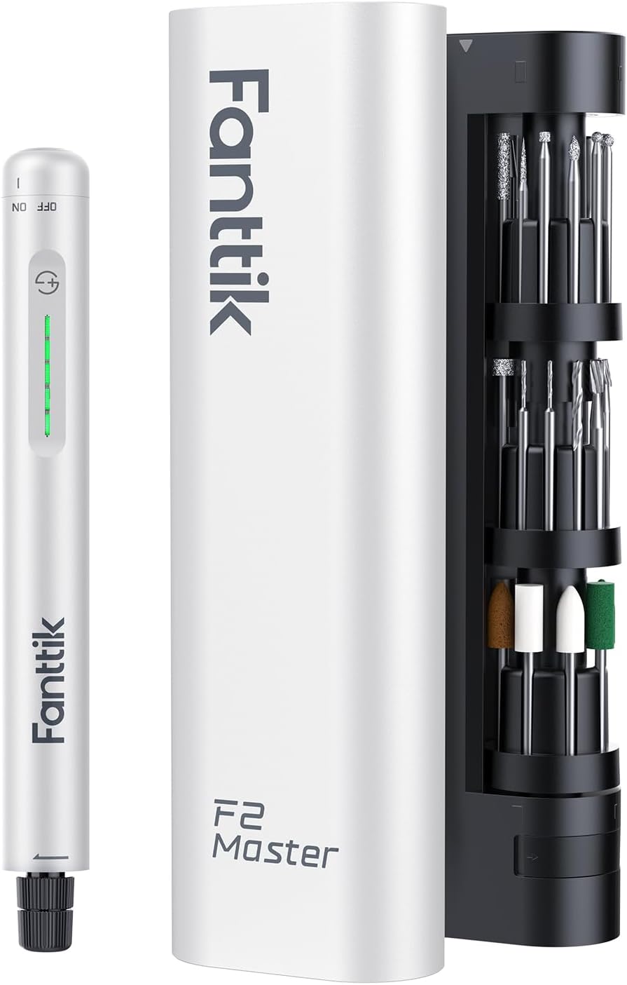 Fanttik F2 Master Mini Cordless Rotary Tool Kit, NeoPulse Motor, 5 Variable Speed, 25000 RPM, Revostor Hub, 35 Accessories, for 3D Printer Sanding, Polishing, Drilling, Carving, DIY Crafts - White