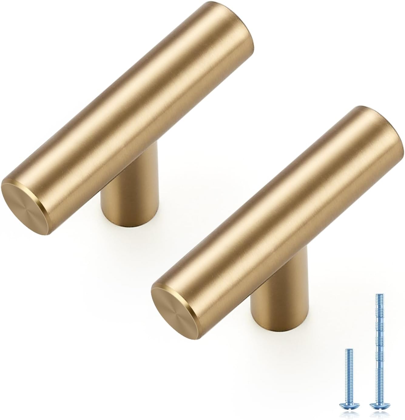 JOY DECOR 45 Pack Champagne Bronze Cabinet Pulls  2 Inch Length, Single Hole  Stainless Steel Kitchen Cabinet Handles for Drawer and Cupboard