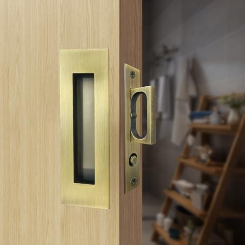 Recessed Finger Flush Pulls with Edge Pull Antique Brass - 6Inch Sliding Closet Door Handles Hardware Suitable for Pocket Door,Closet Door,Sliding Doors, Barn Door Handle