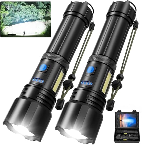 Rechargeable Flashlight, 99,000 Lumens Super Bright Flash Light, 7 Modes with COB Work Light, IPX6 Waterproof, Powerful Handheld LED Flashlights for Camping, Hiking