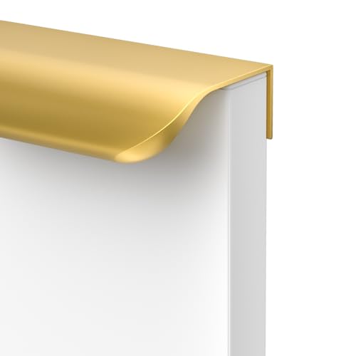 goldenwarm 25 Pack 2-1/2 Inch Matte Gold Finger Pulls Cabinet Edge Pulls Brushed Brass Drawer Handles Edge Hardware for Kitchen Cupboard