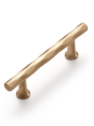 Champagne Bronze Cabinet Pulls 3.75" Hole Center 10 Pack Hammered Cabinet Handles Decorative Kitchen Drawer Dresser Cupboard Bathroom Vanity Cabinet Hardware Rhombus