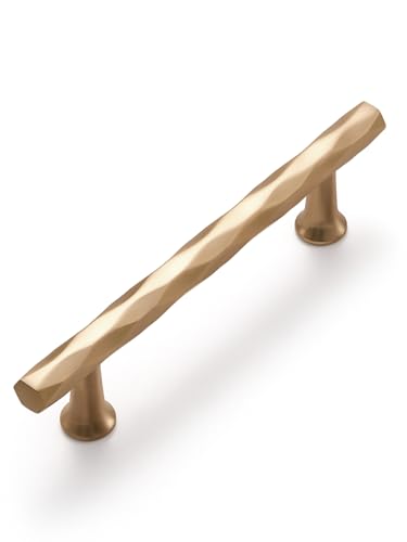 Champagne Bronze Cabinet Pulls 5" Hole Center 10 Pack Hammered Cabinet Handles Decorative Kitchen Drawer Dresser Cupboard Bathroom Vanity Cabinet Hardware Rhombus
