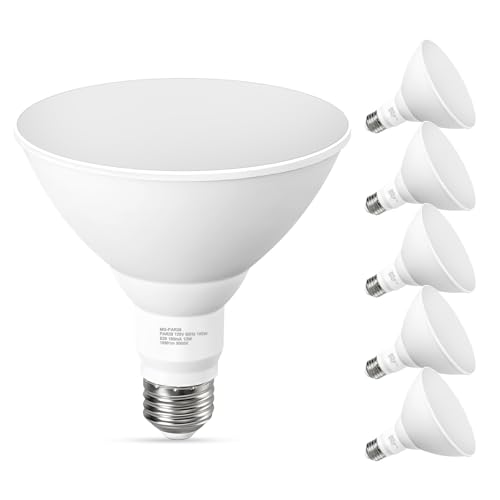 PAR38 LED Outdoor Flood Light Bulbs, 100W Equivalent, 5000K Daylight White, Dimmable Waterproof LED Floodlight for Porch Yard Garage, E26 Base 1050LM, 13W, 15,000 Hrs, 6 Pack