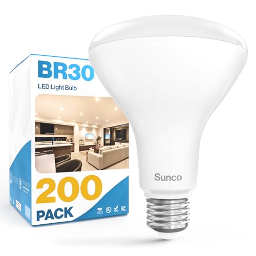 Sunco 200 Pack BR30 Light Bulbs LED, Recessed Can Light Bulbs, Indoor Flood Bulb, 850 LM, 11W (65W Equivalent), 3000K Warm White, Dimmable, E26 Base, for Home, Kitchen, Bedroom UL