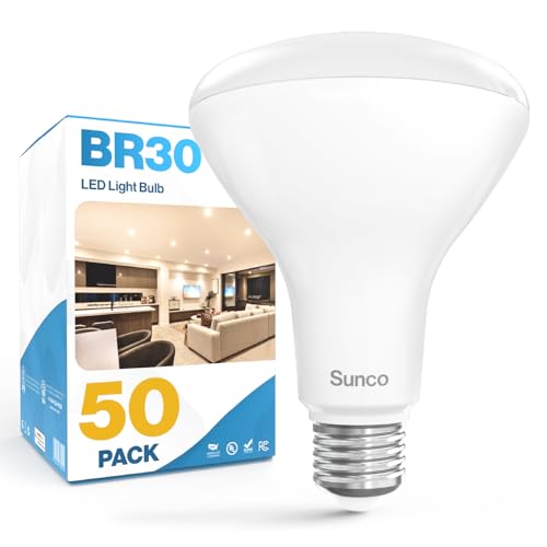 Sunco 50 Pack BR30 Light Bulbs LED, Recessed Can Light Bulbs, Indoor Flood Bulb, 850 LM, 11W (65W Equivalent), 5000K Daylight, Dimmable, E26 Base, for Home, Kitchen, Bedroom UL.